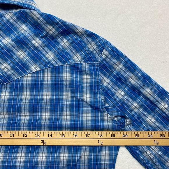 Wrangler Western Shirt Mens Small Petite Long Sleeve Plaid Cowboy Button Up - Picture 9 of 11